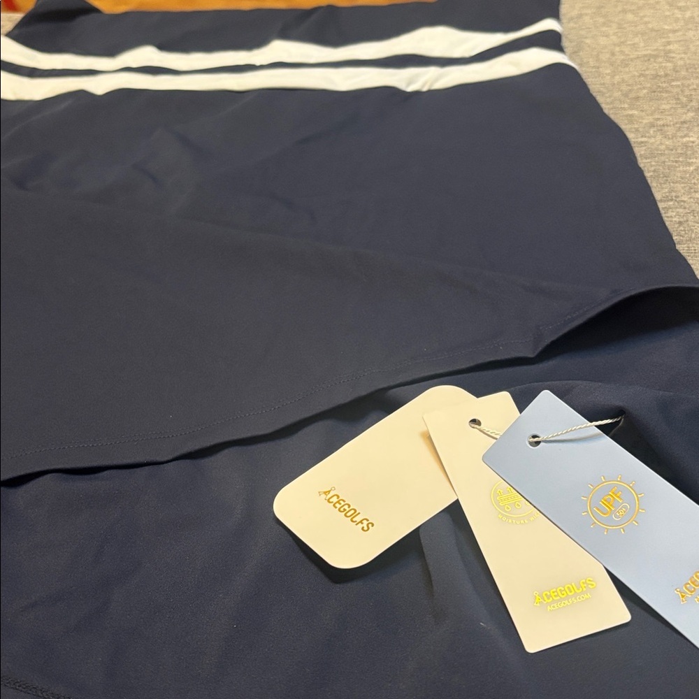 Acegolfs Navy core Sleeveless V-Neck Color Block Dress UPF50+ - Picture 6 of 9